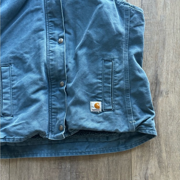 Carhartt teal Hooded Vest large - Picture 2 of 5